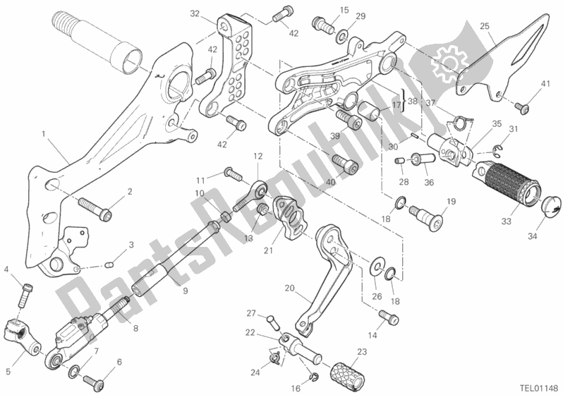 All parts for the Footrests, Left of the Ducati Superbike Panigale V4 Speciale USA 1100 2018